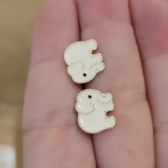 Baby Elephant Post Earrings, 18k gold trim - Picture 6 of 6